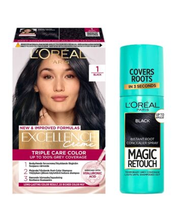 Sort Hårfarvesæt med Excellence Creme & Magic Retouch Spray