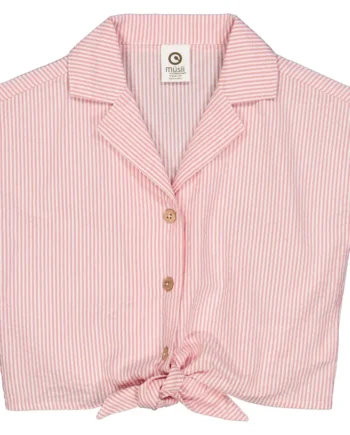 Sød lyserød seersucker crop skjorte med knapper