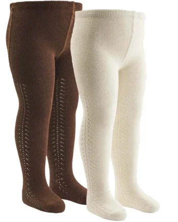 Søde Hvide Strømpebukser med Hulmønster - Müsli