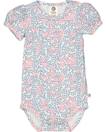 Sød Blomstret Pufærme Body til Børn - Müsli Blå