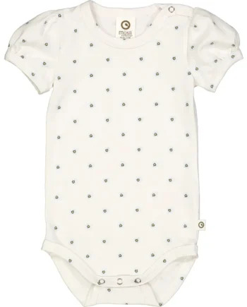 Økologisk Hvid Blomsterprint Body med Pufærmer