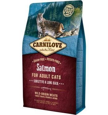 Carnilove 2kg Kattefoder Sensi Long Hair med Laks