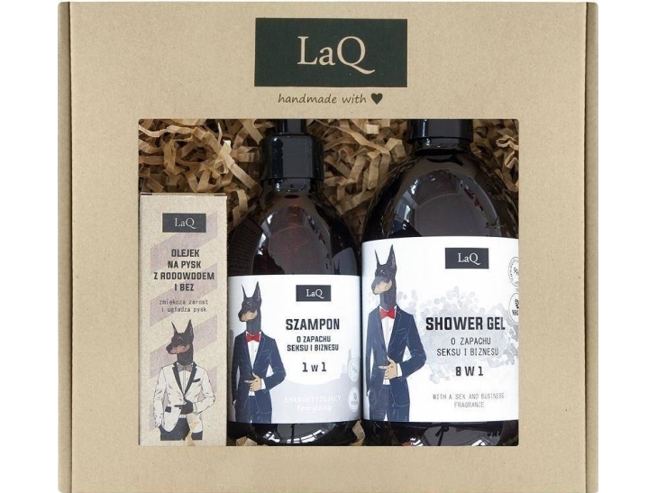 Laqset Doberman Plejesæt - Sæbe, Shampoo & Skægolie
