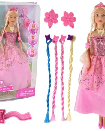 Lyserød Lucy Prinsesse Dukke Hårtilbehør - Leantoys