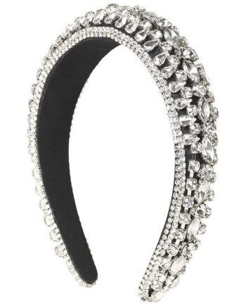 Sølv Metallic Hårbøjle med Krystaller - Glamour til Fest