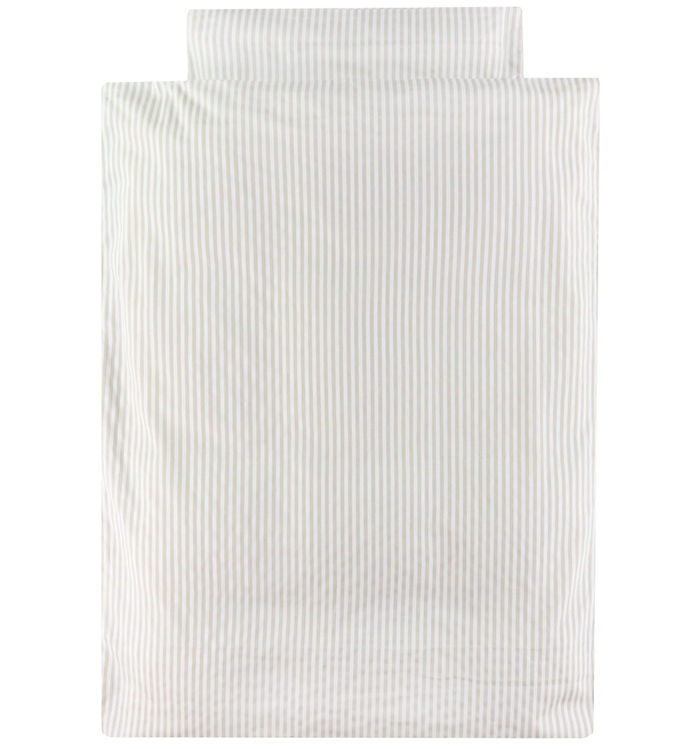 Elegant Hvid Müsli Junior Sengetøj med Stripe Design