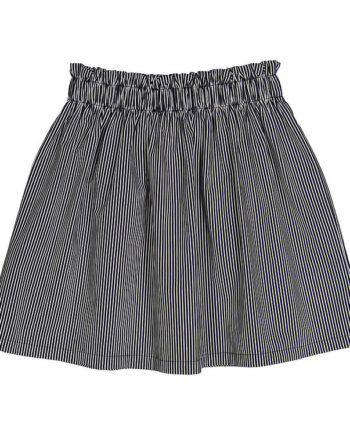 Hvid Müsli Poplin Nederdel med Striber - Balsam Cream/Night Blue